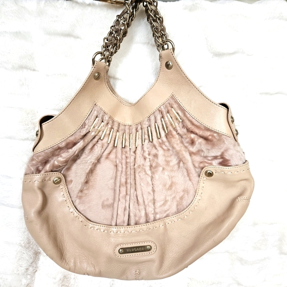 Versace pink mink and leather purse - Picture 1 of 13